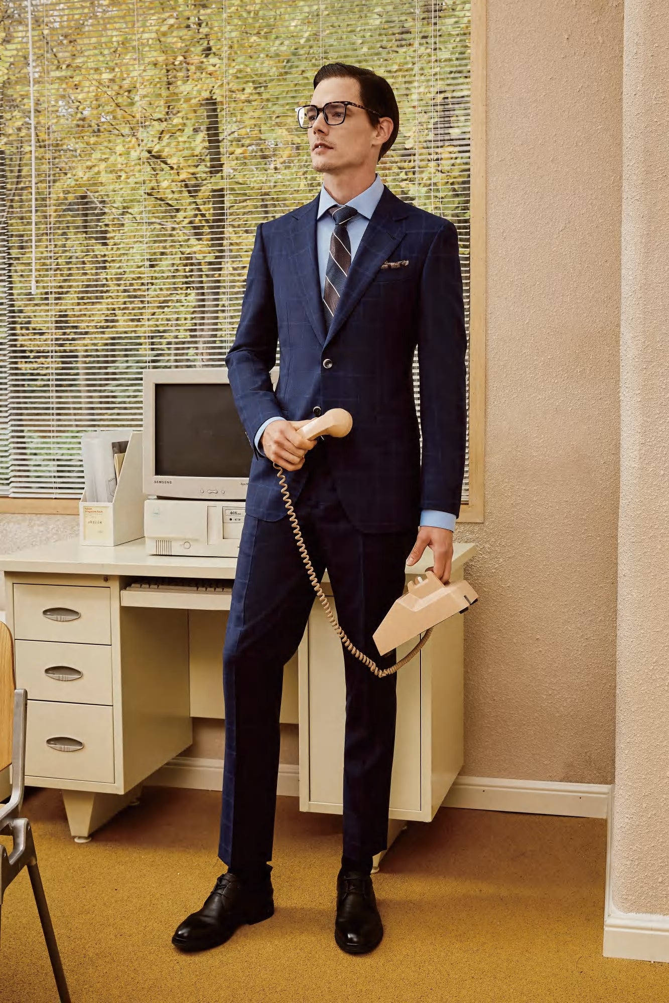 Two Piece Navy Suit with Blue Check Two Piece Navy Suit with Blue Check