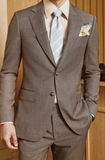 Classic Taupe Wool Suit with Vintage Charm Classic Taupe Wool Suit with Vintage Charm