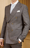Classic Grey Double-Breasted Windowpane Suit Classic Grey Double-Breasted Windowpane Suit
