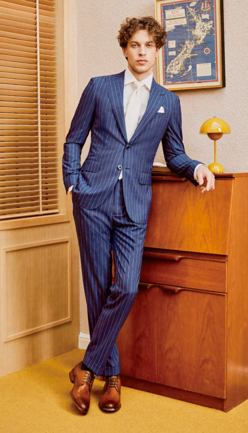 Blue Pinstripe with White Shirt