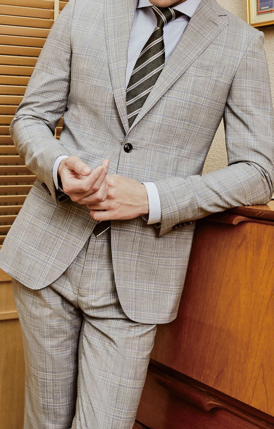 Light Grey Check Two Piece Suit