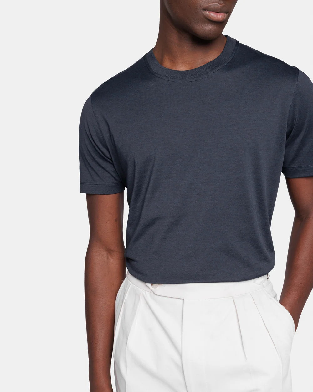 Black Soft Short Sleeve T-Shirt Silk Cotton | Filatori