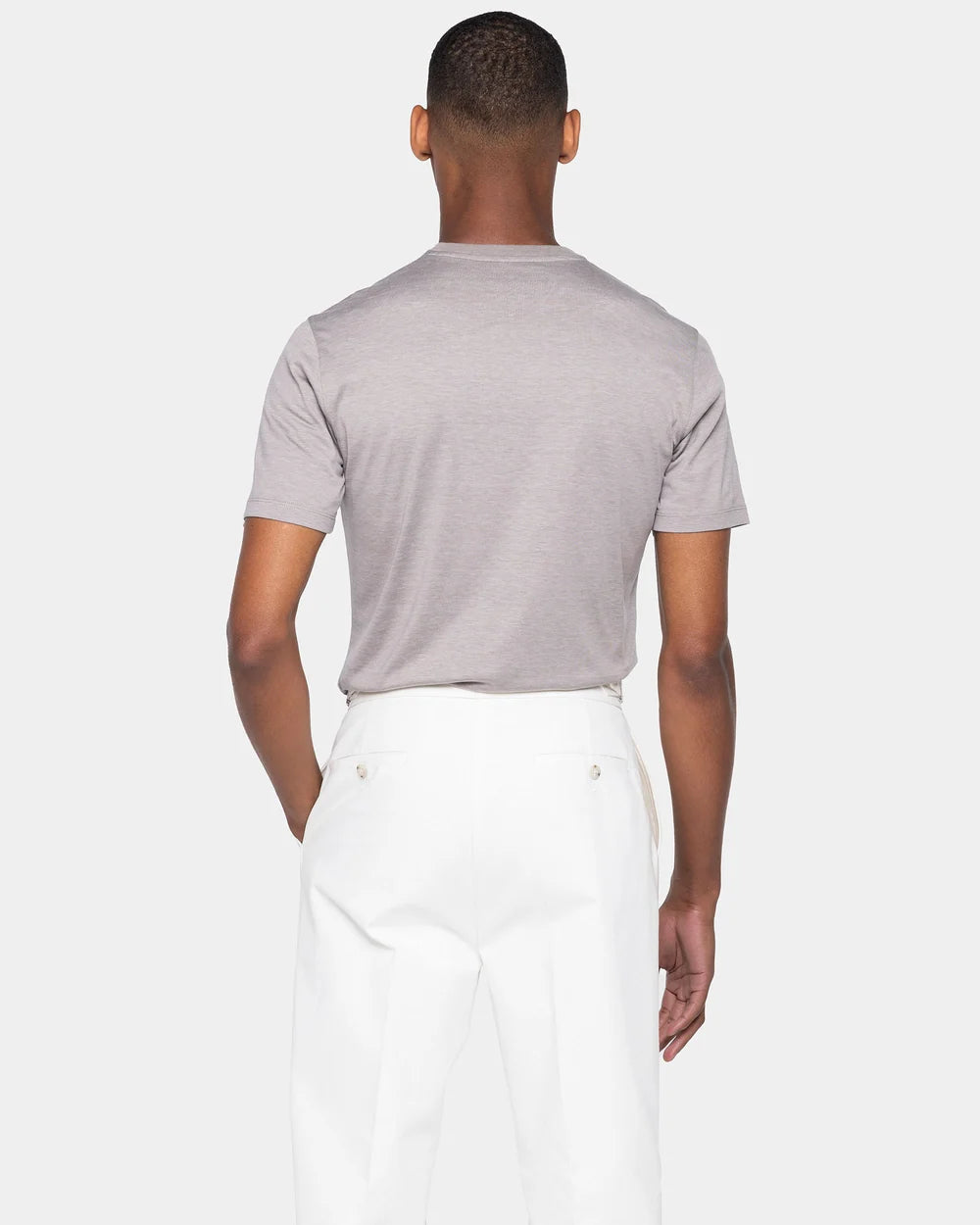 Sand Melange Soft Short Sleeve T-Shirt Silk Cotton | Filatori