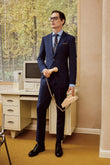 Two Piece Navy Suit with Blue Check