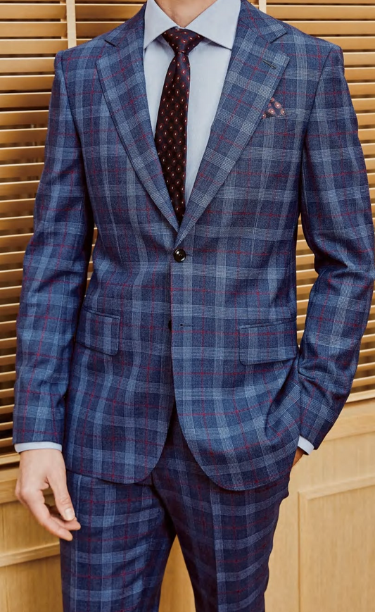 Elegant Blue Pinstripe Wool Suit