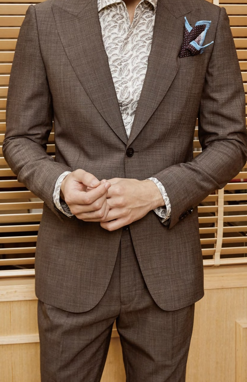Luxurious Dark Brown Wool Pant Suit
