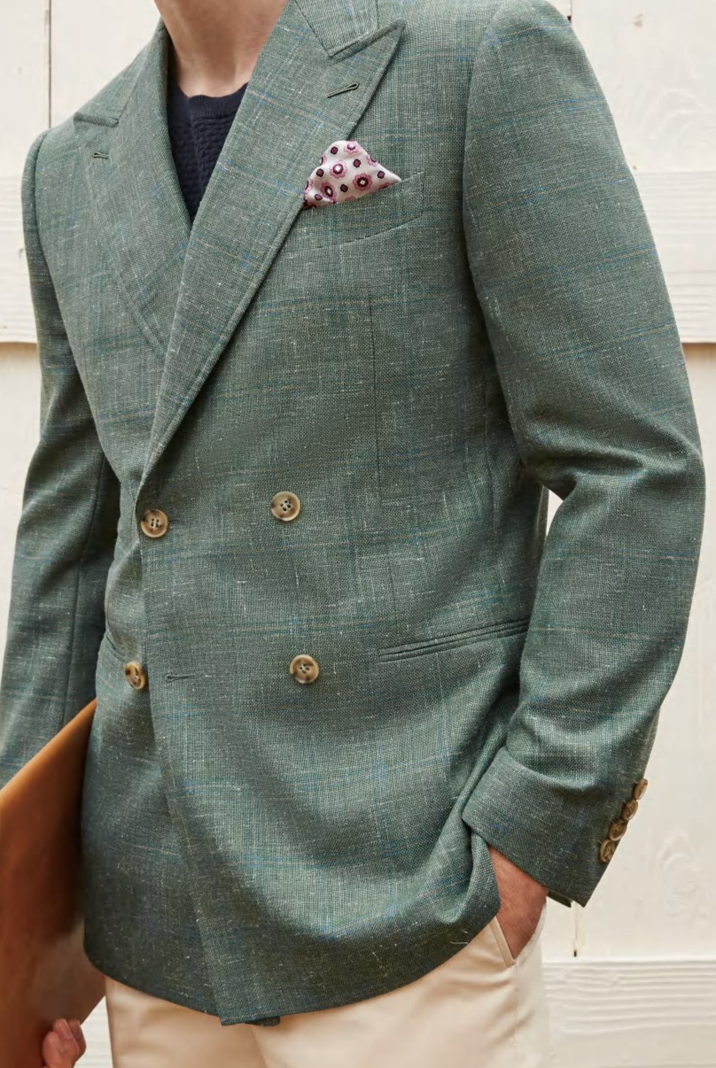 Sage Sophistication: The Refined Double-Breasted Blazer