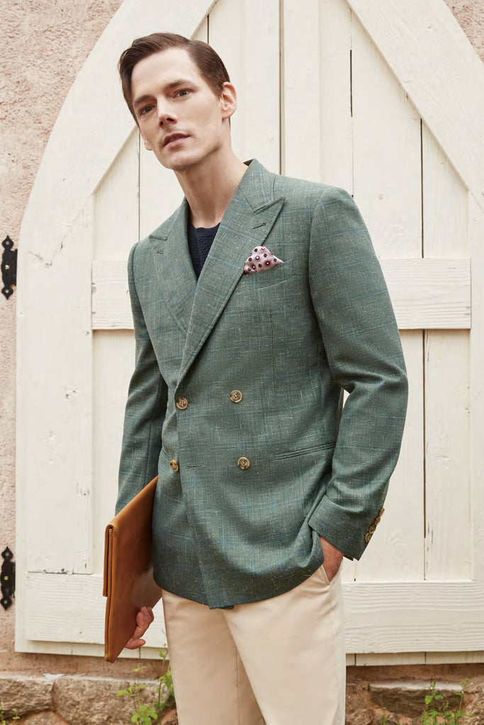 Sage Sophistication: The Refined Double-Breasted Blazer