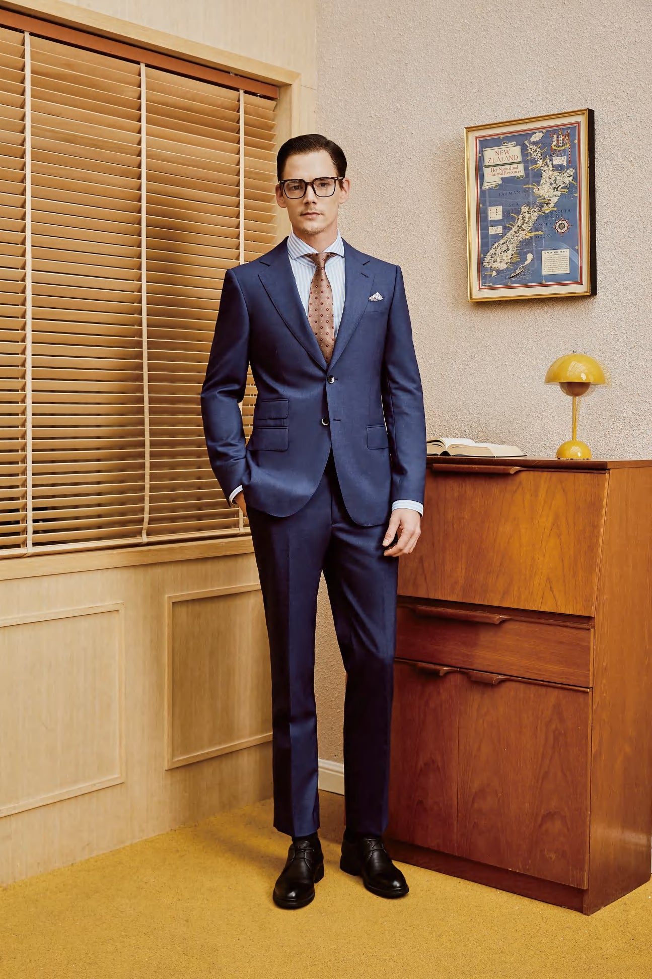 Exclusive 220g/m Navy Blue Wool Suit - Italian Cloth