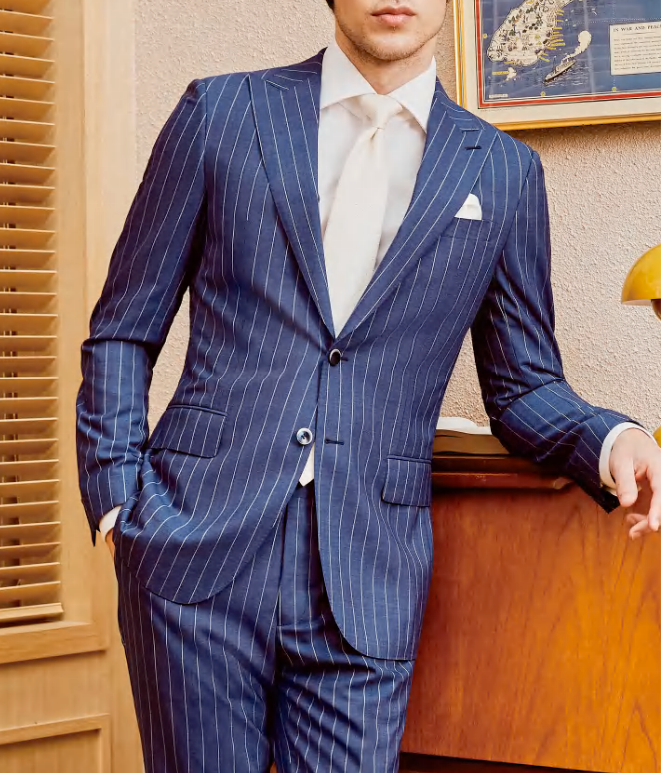 Blue Pinstripe with White Shirt