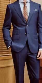 Exclusive 220g/m Navy Blue Wool Suit - Italian Cloth