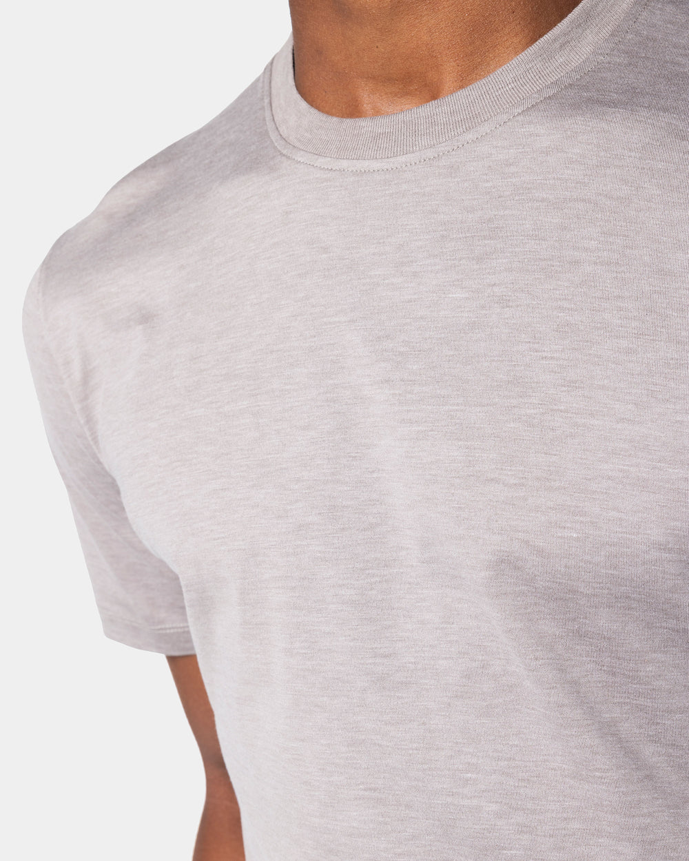 Sand Melange Soft Short Sleeve T-Shirt Silk Cotton | Filatori