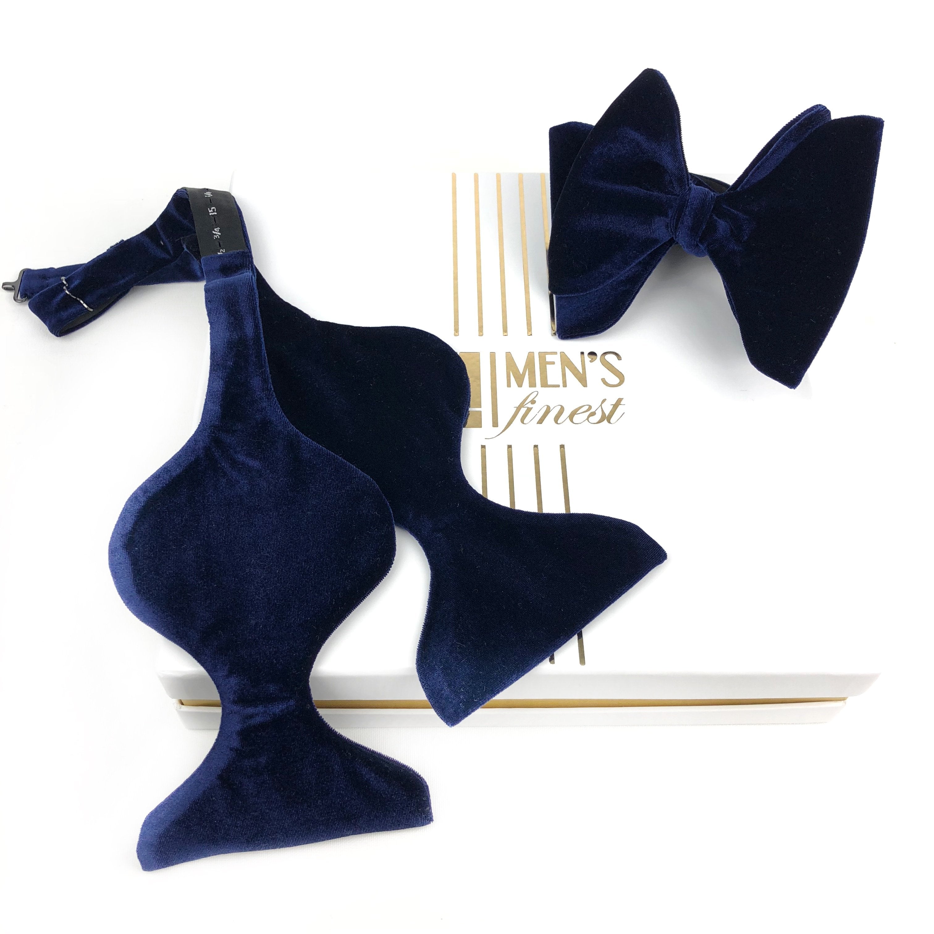 Navy Velvet Butterfly Bow Tie